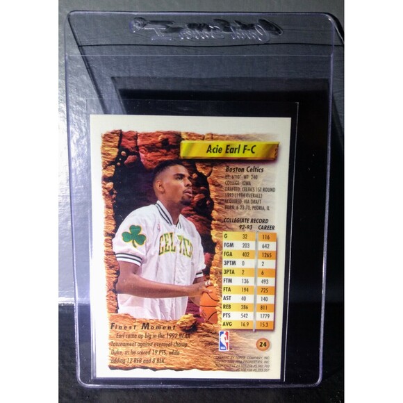 1993-94 Topps Finest Acie Earl #24 Rookie Basketball Card - Picture 2 of 2
